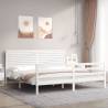 Bed Frame with Headboard White 200x200 cm Solid Wood Colour white Size 200 x 200 cm 