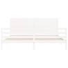 White Bed Frame with Headboard - 200x200 cm Solid Wood