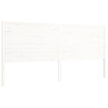 White Bed Frame with Headboard - 200x200 cm Solid Wood