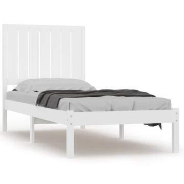 White Solid Wood Bed Frame 75x190 cm - Small Single