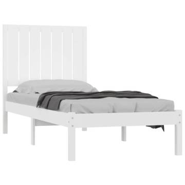 White Solid Wood Bed Frame 75x190 cm - Small Single