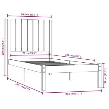 White Solid Wood Bed Frame 75x190 cm - Small Single