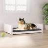 Comfortable White Dog Bed | Solid Pine Wood - 95.5x65.5 cm