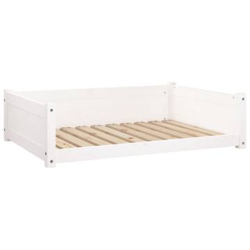 Comfortable White Dog Bed | Solid Pine Wood - 95.5x65.5 cm