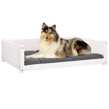 Comfortable White Dog Bed | Solid Pine Wood - 95.5x65.5 cm