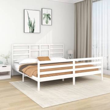 White Solid Wood Bed Frame 200x200 cm | Modern & Sturdy Design