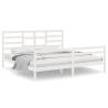 White Solid Wood Bed Frame 200x200 cm | Modern & Sturdy Design