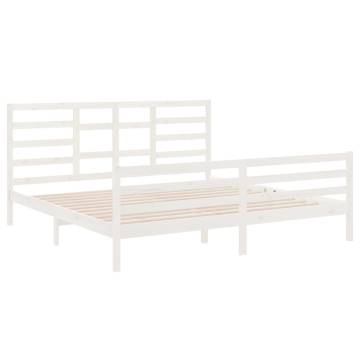 White Solid Wood Bed Frame 200x200 cm | Modern & Sturdy Design