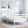 Bed Frame with Headboard White 100x200 cm Solid Wood Colour white Size 100 x 200 cm 