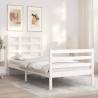 Bed Frame with Headboard White 100x200 cm - Solid Wood