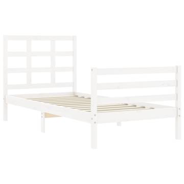 Bed Frame with Headboard White 100x200 cm - Solid Wood