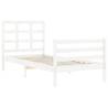 Bed Frame with Headboard White 100x200 cm - Solid Wood