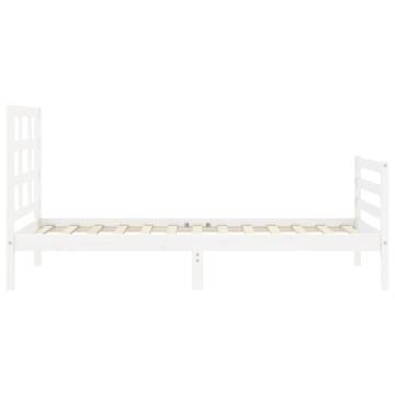 Bed Frame with Headboard White 100x200 cm - Solid Wood