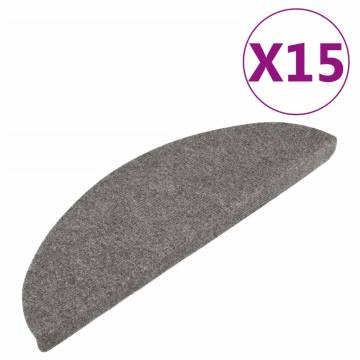 Self-Adhesive Stair Mats - 15 pcs Grey | Hipomarket UK