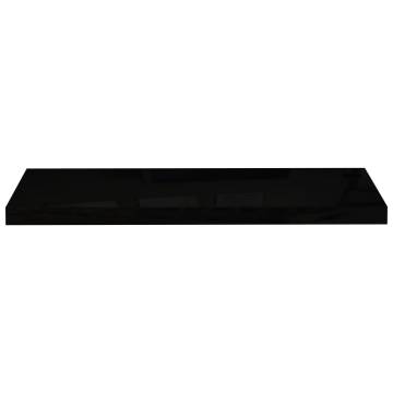 Stylish Floating Wall Shelves - High Gloss Black - Set of 4