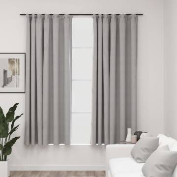 Linen-Look Blackout Curtains - Grey 140x175 cm (2 pcs)