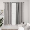 Linen-Look Blackout Curtains with Hooks 2 pcs Grey 140x175 cm Colour grey Size 140 x 175 cm Quantity in Package 2 