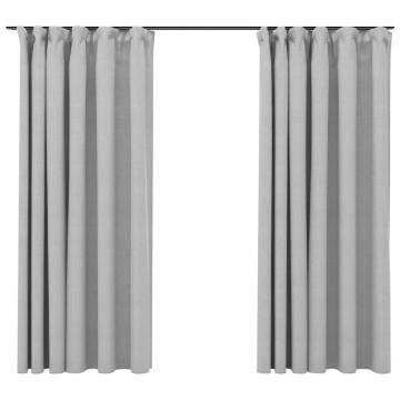 Linen-Look Blackout Curtains - Grey 140x175 cm (2 pcs)