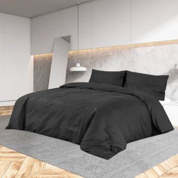 Duvet Cover Set Black 200x200 cm - Lightweight Microfiber