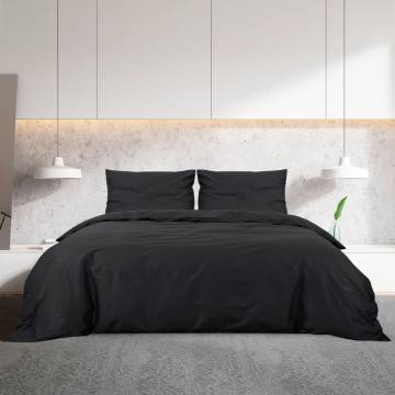 Duvet Cover Set Black 200x200 cm - Lightweight Microfiber