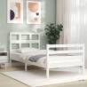 White Bed Frame with Headboard - 100x200 cm Solid Wood