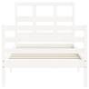 White Bed Frame with Headboard - 100x200 cm Solid Wood