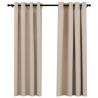 Linen-Look Blackout Curtains - Beige 140x175cm (2pcs) | HipoMarket