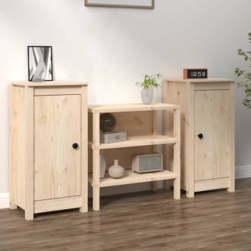 2 Pcs Solid Pine Wood Sideboards - Stylish Storage Solutions