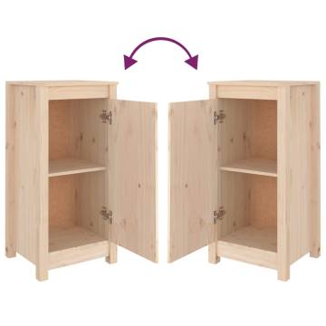 2 Pcs Solid Pine Wood Sideboards - Stylish Storage Solutions