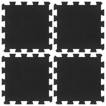 Durable Black Rubber Floor Tiles - 4 pcs | 30x30 cm 16 mm