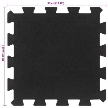 Durable Black Rubber Floor Tiles - 4 pcs | 30x30 cm 16 mm