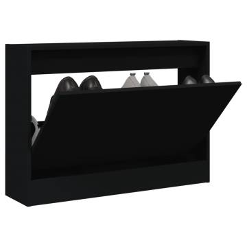 Shoe Cabinet Black 80x21x57 cm | Space-Saving Storage