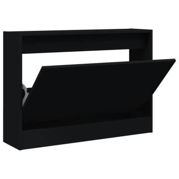 Shoe Cabinet Black 80x21x57 cm | Space-Saving Storage