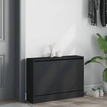 Shoe Cabinet Black 80x21x57 cm | Space-Saving Storage