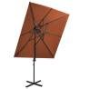 Cantilever Umbrella with Double Top - Terracotta 250x250 cm