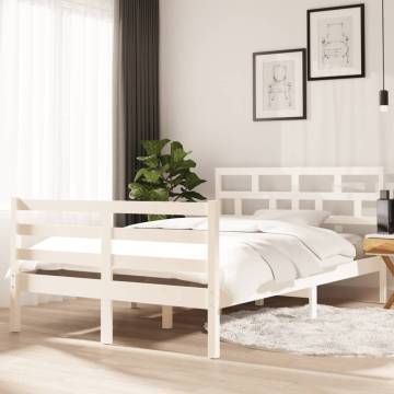 White Solid Wood Pine Bed Frame 120x200 cm - Modern Design