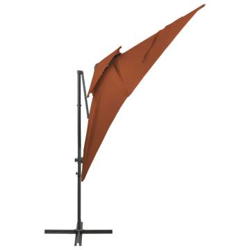 Cantilever Umbrella with Double Top - Terracotta 250x250 cm