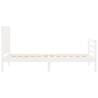 White Single Solid Wood Bed Frame with Headboard | HipoMarket