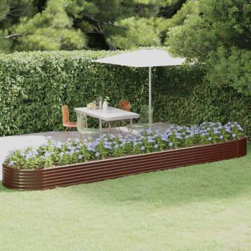 Garden Raised Bed Powder-coated Steel 507x100x36 cm - Brown