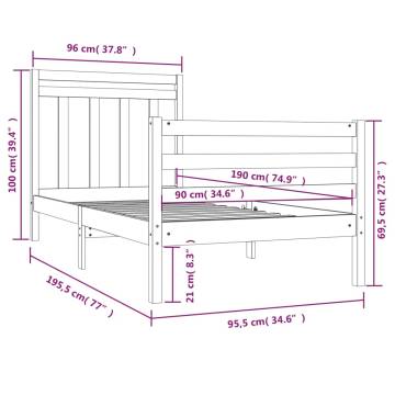 Solid Wood Bed Frame 90x190 cm - Classic & Stylish Design