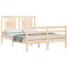 Solid Wood Bed Frame with Headboard 140x200 cm | HipoMarket