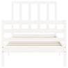 White Bed Frame with Headboard 100x200 cm - Solid Wood