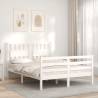 White Bed Frame with Headboard 120x200 cm - Solid Wood