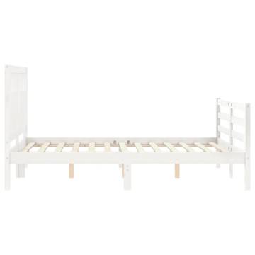 White Bed Frame with Headboard 120x200 cm - Solid Wood