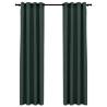 Linen-Look Blackout Curtains 2pcs Green 140x245cm | HipoMarket