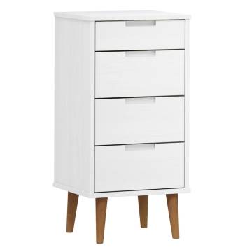 MOLDE White Drawer Cabinet - Solid Pine 40x35x82 cm