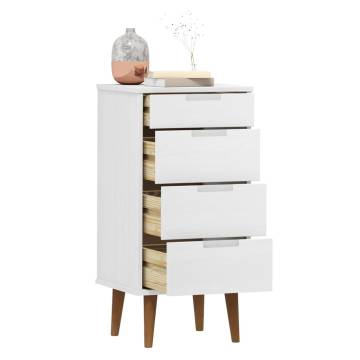 MOLDE White Drawer Cabinet - Solid Pine 40x35x82 cm