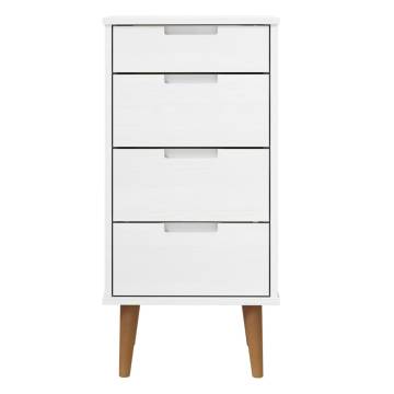 MOLDE White Drawer Cabinet - Solid Pine 40x35x82 cm