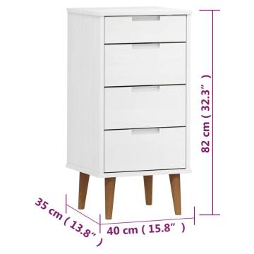 MOLDE White Drawer Cabinet - Solid Pine 40x35x82 cm