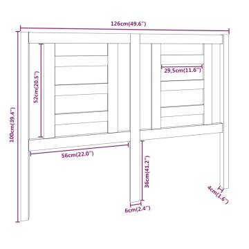 Stylish Solid Wood Pine Bed Headboard - 126x4x100 cm